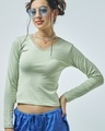Shop Women's Green Slim Fit Short Top-Front