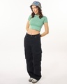 Shop Women's Granite Green Slim Fit Short Top-Full