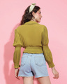 Shop Women's Khaki Green Smocked Short Top-Full