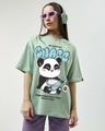 Shop Women's Green Snacking Graphic Printed Oversized T-shirt-Front