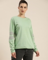 Shop Women's Green Solid Oversized T-shirt-Front