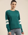 Shop Women's Green Solid Oversized T-shirt-Front