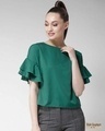 Shop Women's Green Solid Top-Front