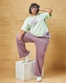 Shop Women's Green Stitch Vacay Mood Graphic Printed Oversized Plus Size T-shirt-Design