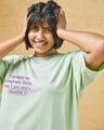 Shop Women's Green Stitch Vacay Mood Graphic Printed Oversized Plus Size T-shirt-Full