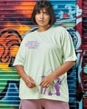 Shop Women's Green Stitch Vacay Mood Graphic Printed Oversized Plus Size T-shirt-Front