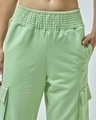 Shop Women's Green Flared Cargo Track Pants