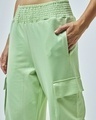 Shop Women's Green Flared Cargo Track Pants