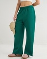 Shop Women's Green Straight Fit Flared Track Pants-Front