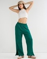 Shop Women's Green Straight Fit Flared Track Pants-Full