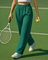 Shop Women's Green Straight Fit Flared Track Pants-Front