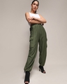 Shop Women's Green Striped Loose Comfort Fit Cargo Parachute Pants