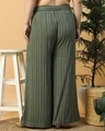 Shop Women's Green Striped Loose Comfort Fit Plus Size Flared Pants-Full