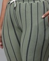 Shop Women's Green Striped Slim Fit Track Pants-Full
