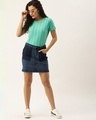 Shop Women's Green Striped T-shirt
