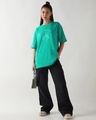 Shop Women's Green Strong Coffee Short Monday Graphic Printed Oversized T-shirt