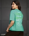 Shop Women's Green Strong Coffee Short Monday Graphic Printed Oversized T-shirt-Front