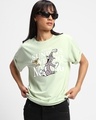 Shop Women's Green Sundays We Do Nothing Graphic Printed Boyfriend T-shirt-Front