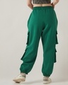 Shop Women's Green Super Loose Fit Brushed Cargo Joggers-Full