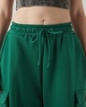 Shop Women's Green Super Loose Fit Brushed Cargo Joggers