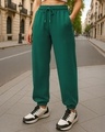 Shop Women's Green Super Loose Fit Brushed Joggers-Front