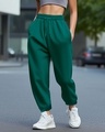 Shop Women's Green Super Loose Fit Joggers-Front