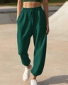 Shop Women's Green Super Loose Fit Joggers-Front