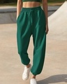 Shop Women's Green Super Loose Fit Joggers-Front
