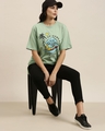 Shop Women's Green Surfer Paradise Graphic Printed Oversized T-shirt-Design