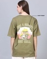 Shop Women's Green Take A Moment Just Chill Puff Printed Oversized T-Shirt-Front