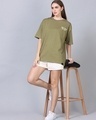 Shop Women's Green Take A Moment Just Chill Puff Printed Oversized T-Shirt-Full