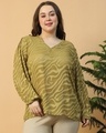Shop Women's Green Textured Plus Size Top-Front