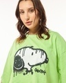 Shop Women's Green Thrill Seeker Snoopy Graphic Printed Oversized Short Top