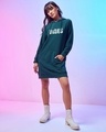 Shop Women's Green Tropical Vibes Graphic Printed Hoodie Dress-Design