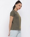 Shop Women's Olive Green Typography T-shirt-Full