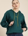 Shop Women's Green Typography Oversized Hoodie-Front