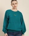 Shop Women's Green Typography Oversized Sweatshirt-Front