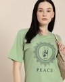 Shop Women's Green Typography Oversized T-shirt-Design