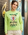 Shop Women's Green Warm Vibes Only Graphic Printed Sweatshirt-Front