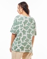 Shop Women's Green & White All Over Printed Oversized T-shirt-Full