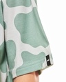 Shop Women's Green & White All Over Printed Oversized T-shirt