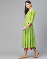 Shop Women's Green & White Leheriya Printed Flared Dress-Design