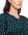 Shop Women's Green & White Polka Dot Printed Crepe Regular Crop Top