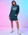 Shop Women's Green Who Needs People Graphic Printed Hoodie Dress-Full