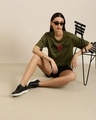 Shop Women's Green Wild Girl Graphic Printed Oversized T-shirt-Full