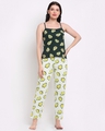 Shop Women's Green & Yellow All Over Avo-Cuddle Printed Cotton Nightsuit-Front