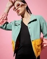 Shop Women's Green & Yellow Color Block Jacket-Front