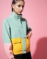 Shop Women's Green & Yellow Color Block Jacket-Design