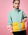 Shop Women's Green & Yellow Color Block Jacket-Full