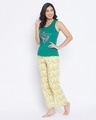 Shop Women's Green & Yellow Flamingo Printed Nightsuit-Full